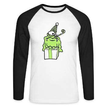 anniversaire seul solitaire triste célébrant des cadeaux - T-shirt baseball manches longues Homme - blanc/noir - Devant - Nik (191cm)