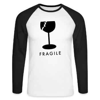 E&R Verre fragile - T-shirt baseball manches longues Homme - blanc/noir - Devant - Nik (191cm)