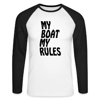 my boat my rules - Unisex Long Sleeve Baseball T-Shirt - white/black - Front - Nik (191cm)