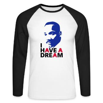 MARTIN LUTHER KING - Unisex Baseballshirt langarm - Weiß/Schwarz - Vorne - Nik (191cm)