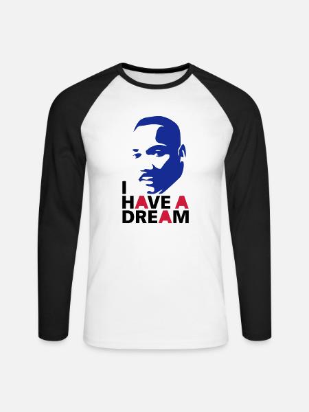 MARTIN LUTHER KING - Unisex Long Sleeve Baseball T-Shirt - white/black