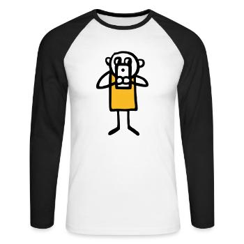 Hommes avec grand téléphone mobile - V2 - T-shirt baseball manches longues Homme - blanc/noir - Devant - Nik (191cm)