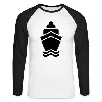 Ship - Unisex Long Sleeve Baseball T-Shirt - white/black - Front - Nik (191cm)