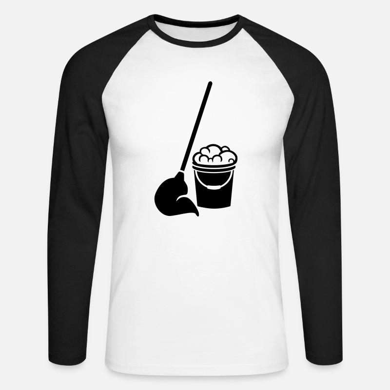Eimer - Unisex Baseballshirt langarm - Weiß/Schwarz