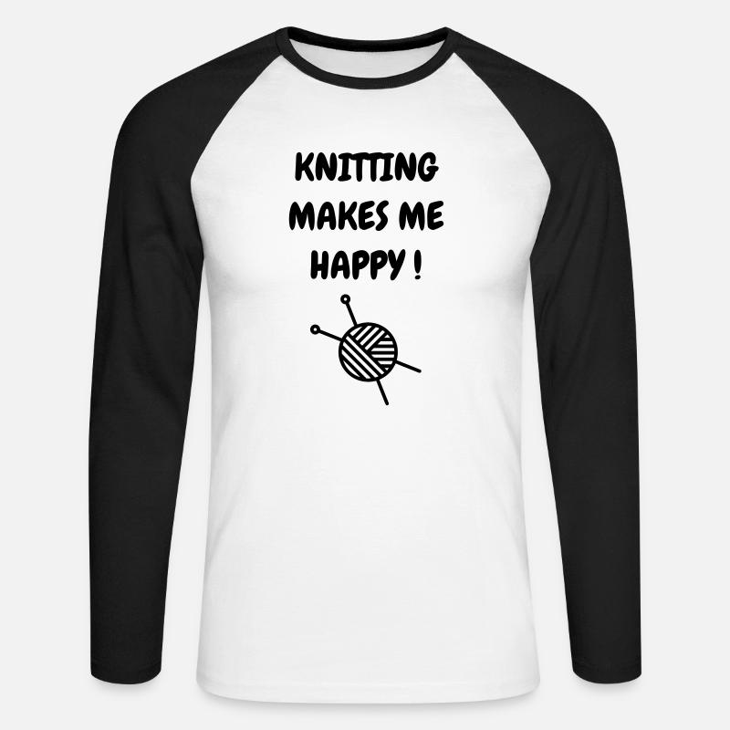 Stricken / stricker / Sticken / mode - Unisex Baseballshirt langarm - Weiß/Schwarz