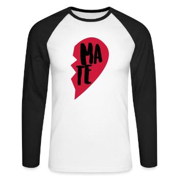 Soul Mate Couple Shirt - Unisex Baseballshirt langarm - Weiß/Schwarz - Vorne - Nik (191cm)