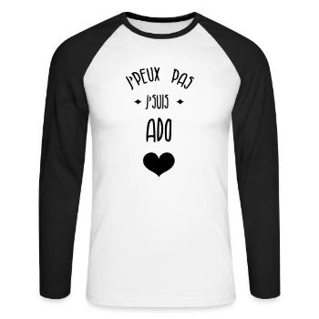 Teenager / Jugendliche / Jugendlicher / Kind - Unisex Baseballshirt langarm - Weiß/Schwarz - Vorne - Nik (191cm)