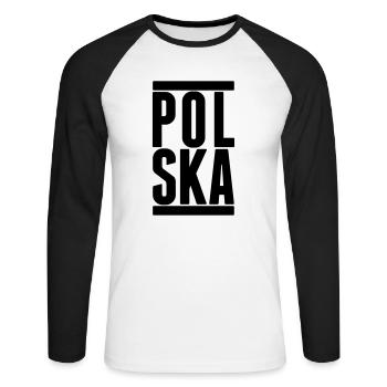 polska - T-shirt baseball manches longues Homme - blanc/noir - Devant - Nik (191cm)
