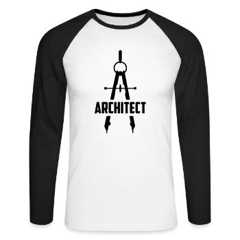Architekt - Unisex Baseballshirt langarm - Weiß/Schwarz - Vorne - Nik (191cm)