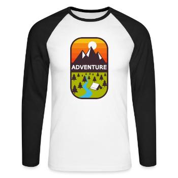 Abenteuer - Unisex Baseballshirt langarm - Weiß/Schwarz - Vorne - Nik (191cm)
