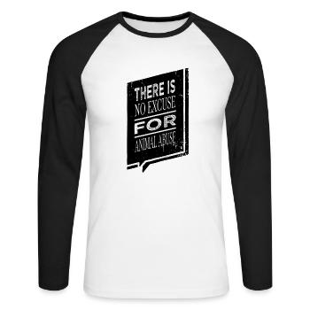 fruit earth plant happy go vegan idée cadeau citation - T-shirt baseball manches longues Homme - blanc/noir - Devant - Nik (191cm)