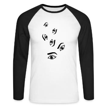Eye symbol - Unisex Long Sleeve Baseball T-Shirt - white/black - Front - Nik (191cm)