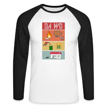 Da Wo - Unisex Baseballshirt langarm - Weiß/Schwarz - Vorne - Nik (191cm)