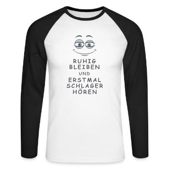 Schlager hören - Unisex Baseballshirt langarm - Weiß/Schwarz - Vorne - Nik (191cm)