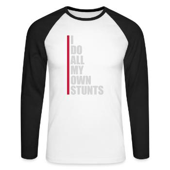 all my own stunts - Unisex Long Sleeve Baseball T-Shirt - white/black - Front - Nik (191cm)