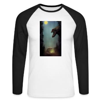 Creepy Horror Comic Alien on a strange planet land - Unisex Long Sleeve Baseball T-Shirt - white/black - Front - Nik (191cm)