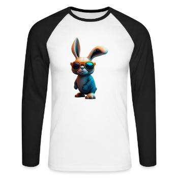 Rabbit - Unisex Baseballshirt langarm - Weiß/Schwarz - Vorne - Nik (191cm)