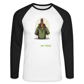 The beer... My mother - Unisex Long Sleeve Baseball T-Shirt - white/black - Front - Nik (191cm)