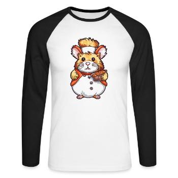 Hamster as a trained high has made food. - Unisex Long Sleeve Baseball T-Shirt - white/black - Front - Nik (191cm)