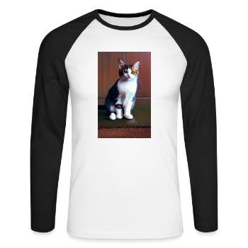 Cat | Pet | Cat Fan | cute | Kitten - Unisex Long Sleeve Baseball T-Shirt - white/black - Front - Nik (191cm)