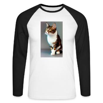 Cat | Pet | Cat Fan | cute | Kitten - Unisex Long Sleeve Baseball T-Shirt - white/black - Front - Nik (191cm)