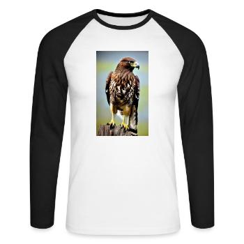 Aigle | Oiseaux | Liberté | Animaux - T-shirt baseball manches longues Homme - blanc/noir - Devant - Nik (191cm)