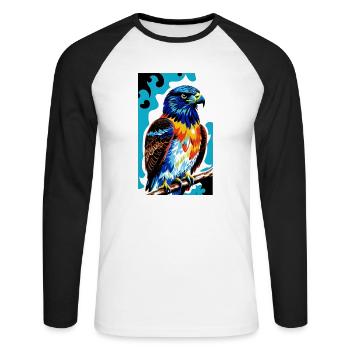 Aigle | Oiseaux | Liberté | Animaux - T-shirt baseball manches longues Homme - blanc/noir - Devant - Nik (191cm)