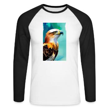 Aigle | Oiseaux | Liberté | Animaux - T-shirt baseball manches longues Homme - blanc/noir - Devant - Nik (191cm)