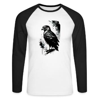 Aigle | Oiseaux | Liberté | Animaux - T-shirt baseball manches longues Homme - blanc/noir - Devant - Nik (191cm)