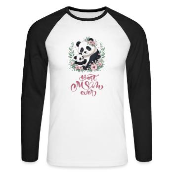 Best Mom Ever Panda Lover Floral Wreath I Mom - Unisex Long Sleeve Baseball T-Shirt - white/black - Front - Nik (191cm)