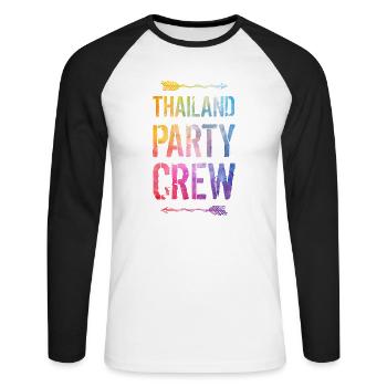 Thailand Party Crew Spruch - Unisex Baseballshirt langarm - Weiß/Schwarz - Vorne - Nik (191cm)