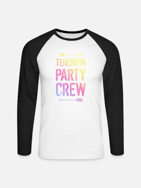 Teneriffa Party Crew Bunt - Unisex Baseballshirt langarm - Weiß/Schwarz