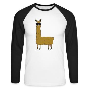 Llama with extras - Unisex Long Sleeve Baseball T-Shirt - white/black - Front - Nik (191cm)
