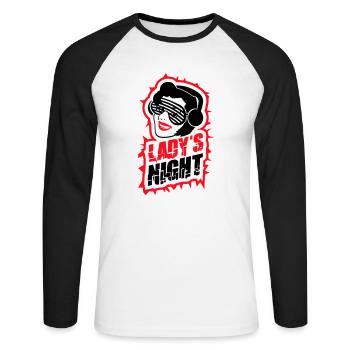 Ladies Night Fun Retro DJ Woman Face Girls Evening - Unisex Long Sleeve Baseball T-Shirt - white/black - Front - Nik (191cm)