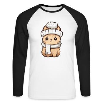 Bande dessinée Alpaga Winter Animal Baby Bande dessinée - T-shirt baseball manches longues Homme - blanc/noir - Devant - Nik (191cm)