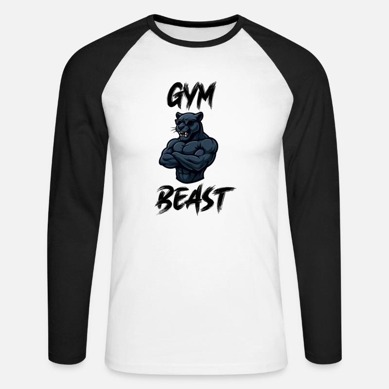 panther comic gym - Unisex Baseballshirt langarm - Weiß/Schwarz