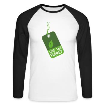 etikett_stp - Unisex Baseballshirt langarm - Weiß/Schwarz - Vorne - Nik (191cm)