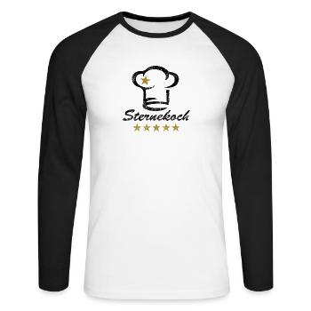 Star chef chef's hat 5 stars chef chef grunge - Unisex Long Sleeve Baseball T-Shirt - white/black - Front - Nik (191cm)