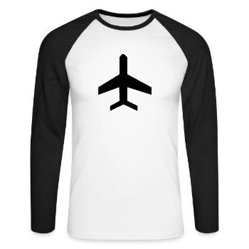 Airplane symbol icon - Unisex Long Sleeve Baseball T-Shirt - white/black - Front - Nik (191cm)