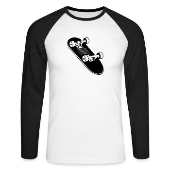 Skateboard - Unisex Baseballshirt langarm - Weiß/Schwarz - Vorne - Nik (191cm)