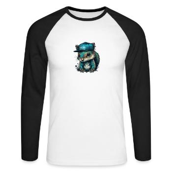 cooles Eichhörnchen mit Cap - Unisex Baseballshirt langarm - Weiß/Schwarz - Vorne - Nik (191cm)
