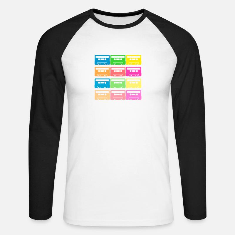 Kassetten bunt - Unisex Baseballshirt langarm - Weiß/Schwarz