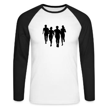 run, running - people running - Unisex Long Sleeve Baseball T-Shirt - white/black - Front - Nik (191cm)
