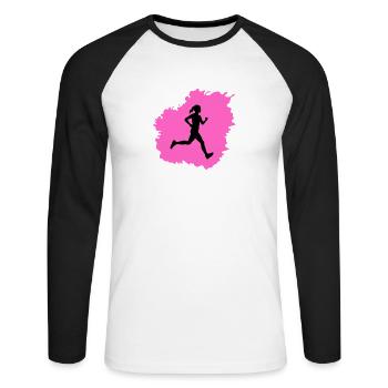 Jogging Running Jogger Jogging Marathon Gift - Unisex Long Sleeve Baseball T-Shirt - white/black - Front - Nik (191cm)