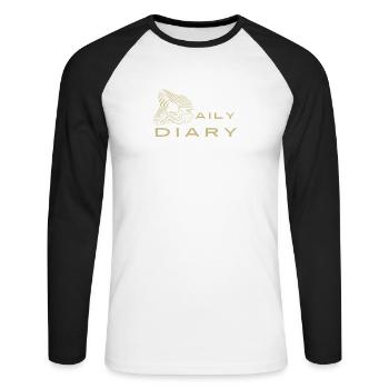 Daily Diary - Unisex Baseballshirt langarm - Weiß/Schwarz - Vorne - Nik (191cm)