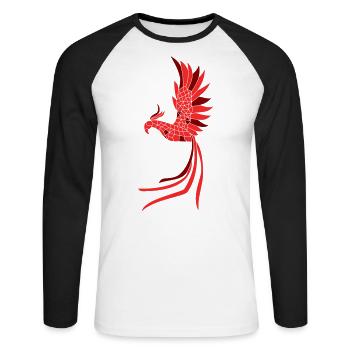 Phönix - Unisex Baseballshirt langarm - Weiß/Schwarz - Vorne - Nik (191cm)