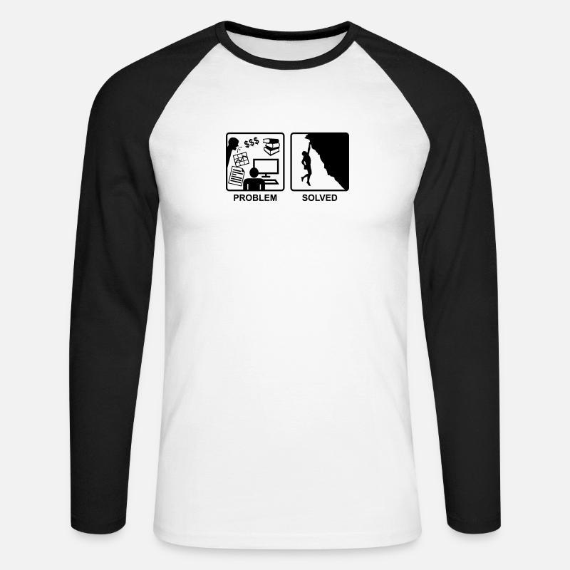 Klettern = Problem gelöst - Unisex Baseballshirt langarm - Weiß/Schwarz