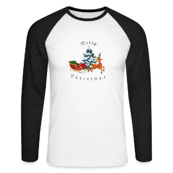 Weihnachten Weihnachtsbaum Rentier - Unisex Baseballshirt langarm - Weiß/Schwarz - Vorne - Nik (191cm)