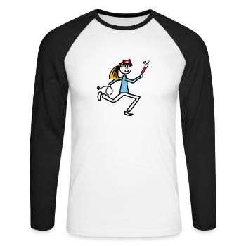 Nurse - Unisex Long Sleeve Baseball T-Shirt - white/black - Front - Nik (191cm)
