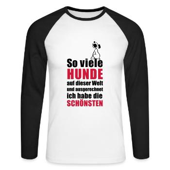 die schönsten Hunde - Unisex Baseballshirt langarm - Weiß/Schwarz - Vorne - Nik (191cm)